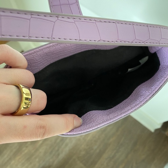 PrettyLittleThing Lilac Croc Buckle Front Shoulder Bag | Purple Purse - Picture 9 of 15
